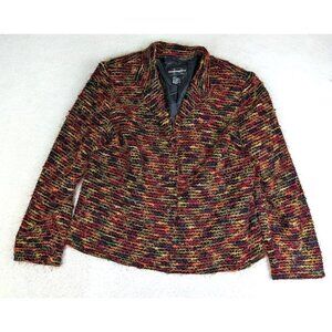 Requirements Women's Blazer Size 16 Red & Orange Fuzzy Textured Jacket